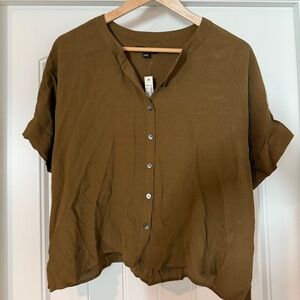 Madewell Central Drapey Button-Up Shirt – Size S (Color: Olive)
